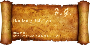 Hartung Géza névjegykártya